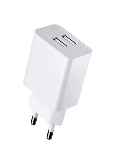 Rock Space T29 Hızlı Şarj Adaptörü Çift USB Çıkışlı 2.4A Şarj Cihazı Beyaz