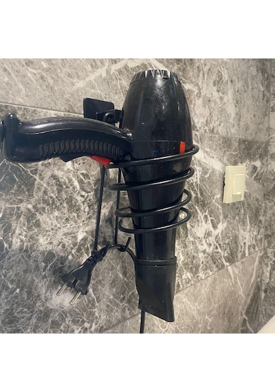 Kendiliğinden Yapışkanlı Siyah Paslanmaz Metal Fön Makinesi Askısı Saç Kurutma Makinesi Tutacağı 55 5 Katlı