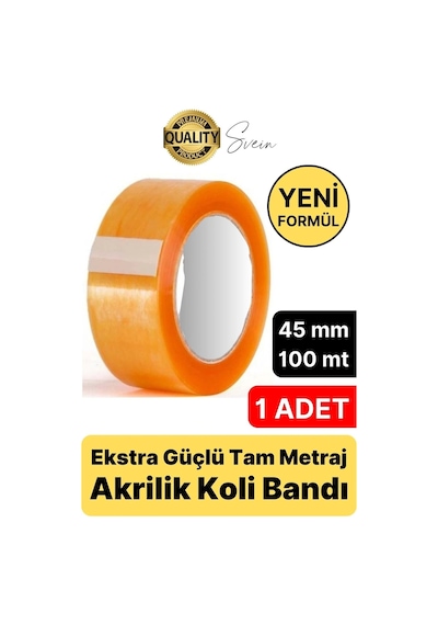 Ekstra Güçlü Yeni Formül 1 Adet 45 Mm X 100 Mt Koli Bandı Şeffaf Dayanıklı Bant Taşınma Ambalaj