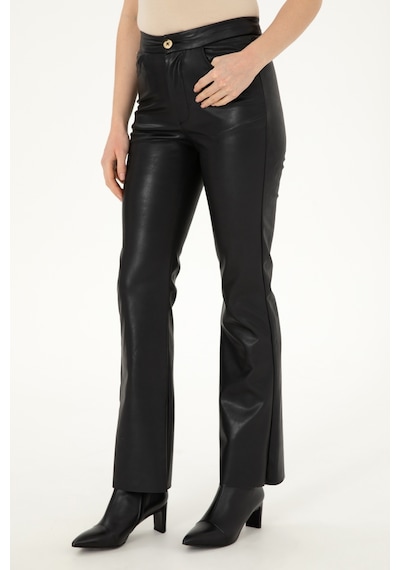 U.S. Polo Assn. Kadın Siyah Kanvas Pantolon 50290878-VR046