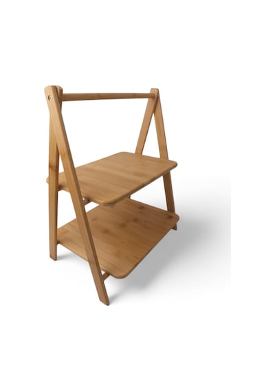 2 Katlı Dikdörtgen Bambu Servis Sunum Seti Büyük Boy, Kuru Pasta, Kurabiye Ve Kek Sunumları İçin Büyük Boy 38cm-30cm-22.5cm Çok renkli