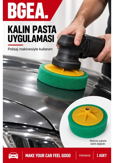 Bgea Premium Aplikatörlü Yeşil Kalın Pasta Polisaj Süngeri 150 Mm 6 İnç 1 Adet