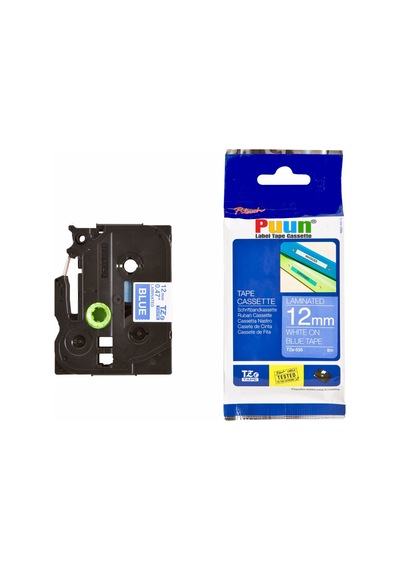 Puun Brother P-Touch TZE-535 12MM x 8m Mavi Üzerine Beyaz Uyumlu