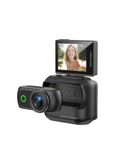 Spor Ve Vlog Kamerası Manyetik Aksiyon Kamerası 2.0" Dönebilen Ekran, 1080p Wi-fi Ve Şarj Kutusu İle Siyah
