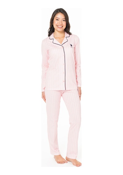 U.S. Polo Assn. Kadın Pamuklu Lisanslı Pijama Takımı 20138 Pembe