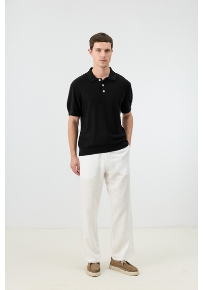 Antioch Dokulu Polo Yaka Triko Erkek T-shirt Siyah