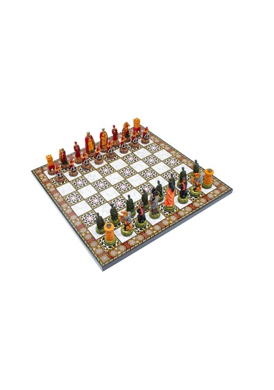 Boyaması - 55 - Satranç Camelot Ortaçağ Sedef36cam - Muratech - - Sedef36cam