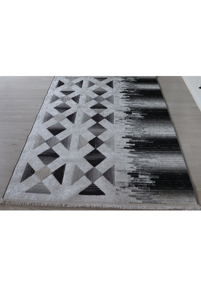 Gri Kilim Dekoratif Salon Halısı Makinada Yıkanabilir Mutfak Halı