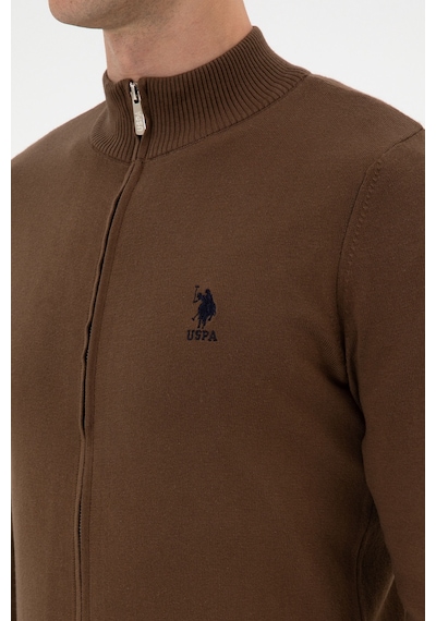 U.S. Polo Assn. Erkek Slim Fit Kahverengi Triko Hırka 50313684-VR029