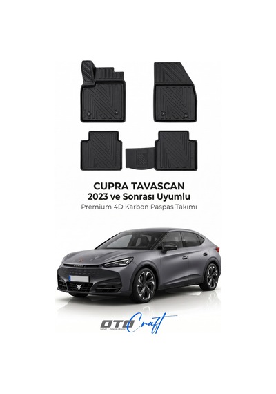 Otocraft Cupra Tavascan 2023+ Araca Özel 4d Karbon Oto Paspas Havuzlu Tam Set