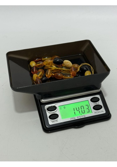 Renk Karması Doğal Kaya Damla Kehribar Tesbih 33lük 11,35x7,4mm 14 Gram