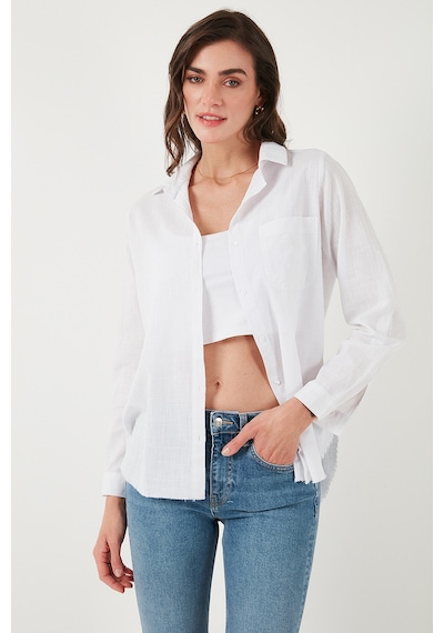 Lela Pamuklu Regular Fit Cepli Bayan Gömlek Cf25S16992 Beyaz