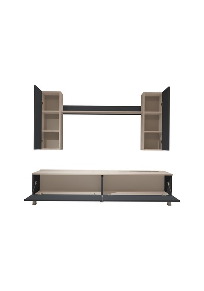 Decoraktiv Eko 5d Mdf Std Krom Ayaklı Tv Ünitesi Tv Sehpası Beyaz - Antrasit