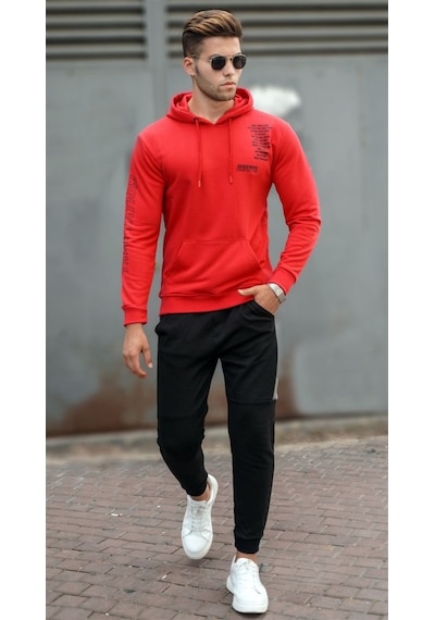 Madmext Kırmızı Baskılı Erkek Sweatshirt 5313 Kırmızı