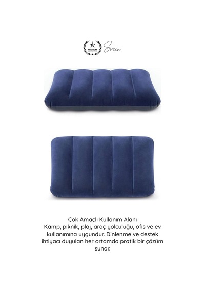 Yastık Kadife Kaplı Şişme Minder Yastık Taşınabilir Konforlu Ergonomik Kamp Seyahat Oturma Destekli Diğer