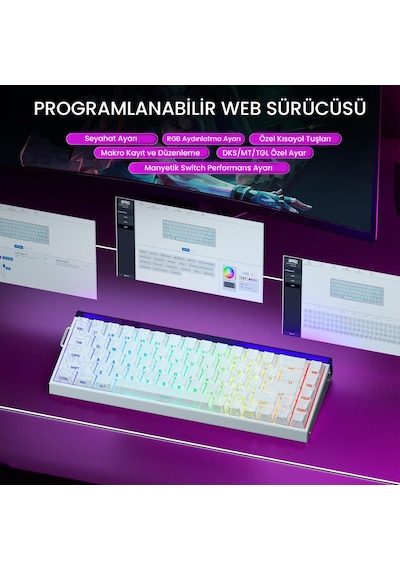 Aula Hero 68 He Manyetik Klavye Rapid Trigger Black King Switch 8000Hz RGB TKL Hot Swap Oyuncu Klavyesi