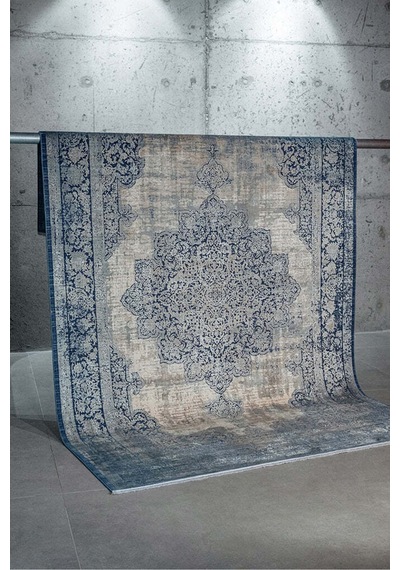 Salon Halısı Viskon Bambu Dokuma Halı Yumuşak Dokulu Modern Sık Dokuma Aura 2892 Lacivert