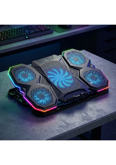 Ad-rc14 X-ranger Rgb 5fan Yükseklik Ayarlı Telefon Tutucu 9-17" Notebook Soğutucu Laptop Soğutucu