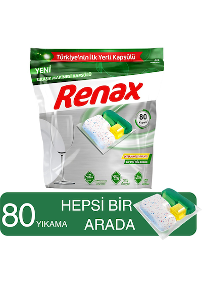 Renax Bulaşık Makinesi Kapsülü Hepsi Bir Arada 80 Li Tablet