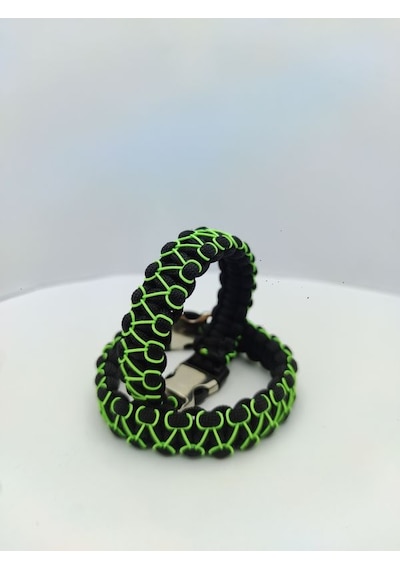Paracord Bileklik Yeşil Desen Yeşil