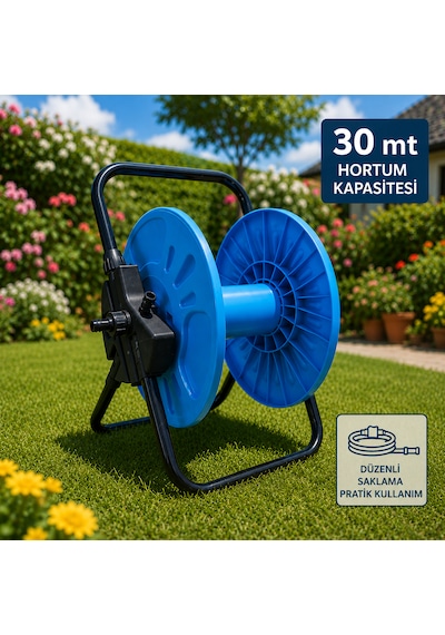 30 Metre Hortum Kapasiteli Bahçe Hortum Sarma Makarası Düzenli Saklama Ve Pratik Kullanım