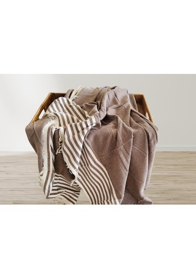 Aksu Summer Line Çok Amaçlı Örtü Pike Koltuk Örtüsü 170x220 Espresso Sütlü Kahve
