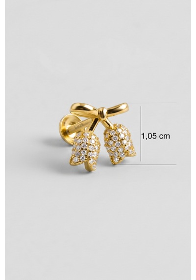 Rose 18 Ayar Sarı Altın Kaplama Gümüş Flat-lobe Piercing