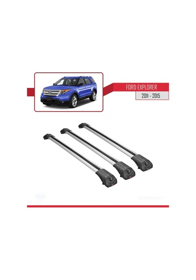 Ford Explorer 2011-2015 Arası İle Uyumlu Ace-1 Ara Atkı Tavan Barı Gri 3 Adet Bar