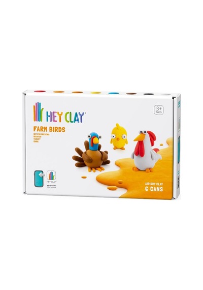 Hey Clay Hava İle Kuruyan Kil 6'lı Kutu - Çiftlik Kuşları Civciv, Hindi, Horoz
