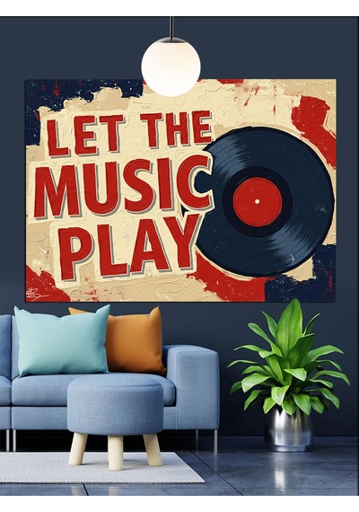 Müzik Çalsın Plak Kaydı Dekoratif Kanvas - Mdf Ahşap Tablo