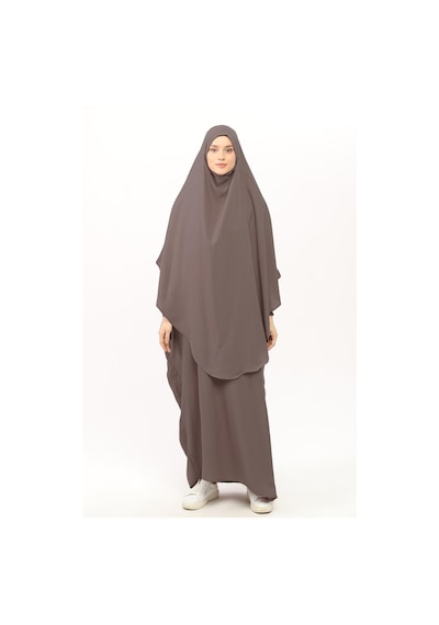 Altobeh Sultanbaş Nikaplı Çarşaf Cilbab Khimar Abaya Kolu Lastikli Hakim Yaka Peçeli Ferace Medine İpek Vizon 1412-149-s-m Vizon