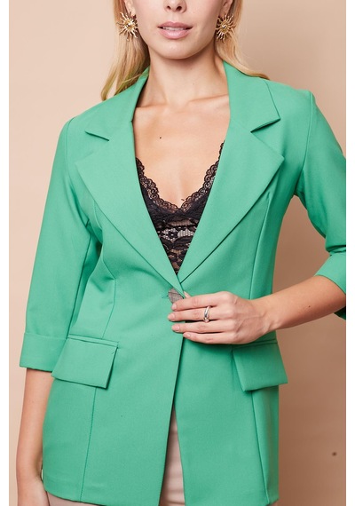 Metal Düğme Detaylı Cep Kapaklı Truvakar Kol Likralı Kumaş Blazer Spor Uzun Ceket-benetton Yeşili B.yeşili Metal Düğme Detaylı Cep Kapaklı Truvakar Kol Likralı Kumaş Blazer Spor Uzun Ceket-benetton Yeşili B.yeşili