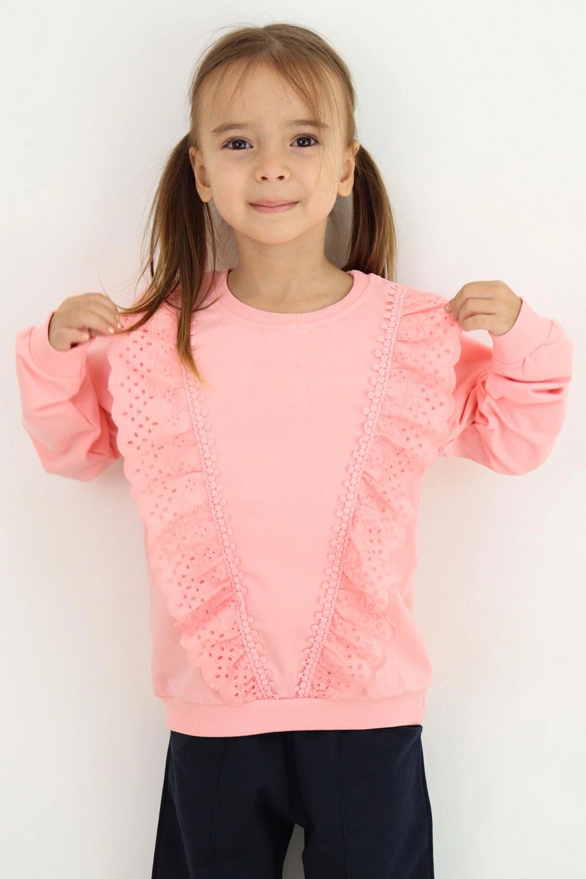 Breeze Kız Çocuk Sweatshirt Güpürlü 1.5-5 Yaş, Pembe
