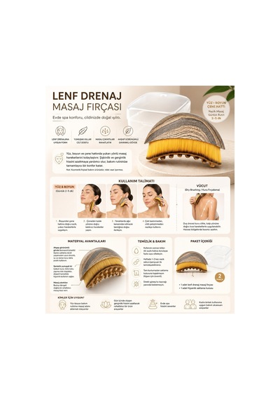 Robeve Lenf Drenaj Masaj Fırçası Yüz, Boyun Ve Çene Hattı Için Ergonomik Tasarım, Yoğun Yumuşak Kıllı Cilt Dostu Masaj Fırçası + Hijyenik Saklama Kutulu, Evde Spa Bakım Aksesuarı