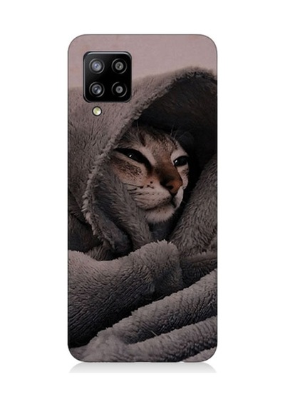 Samsung Galaxy A42 5g Uyumlu Bataniye Altında Kedi Desenli Silikon Kılıf