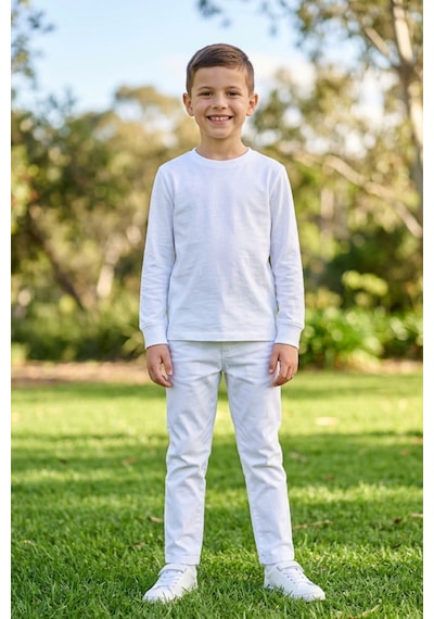 Kiagu Erkek Çocuk Uzun Kollu Basic Düz Tişört %100 Pamuk Bisiklet Yaka T-shirt 2-13 Yaş Beyaz Kiagu Erkek Çocuk Uzun Kollu Basic Düz Tişört %100 Pamuk Bisiklet Yaka T-shirt 2-13 Yaş Beyaz