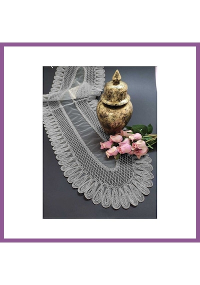 Bezos Kadife Detaylı Runner, Çeyizilk Tek Runner 120x30cm Rengaren Çok Renkli