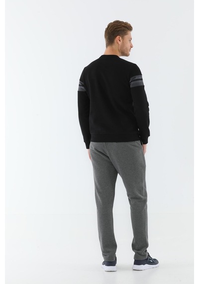 Maraton Sportswear Regular Erkek Bisiklet Yaka Uzun Kol Basic Siyah Sweatshirt 20198-siyah
