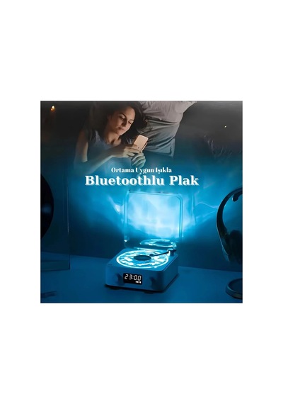 Wes Nostalji Plak Görünümlü Bluetooth Hoparlör 3d Ses Dalgası Retro Müzik Plak Mi