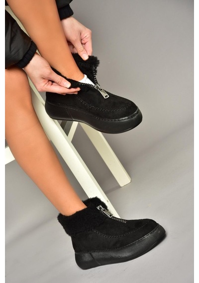 Fox Shoes T811231102 Siyah Süet Kadın Bot Siyah-Süet Siyah