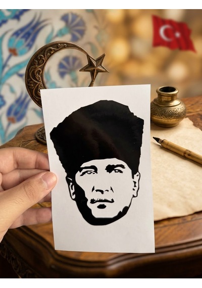 Atatürk Portre Siyah Vinil Sticker 12 X 9 Cm 0
