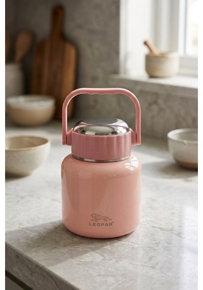 Cooker Leopar 900 Ml Kaşıklı Yemek Termosu Yk1517 Pembe