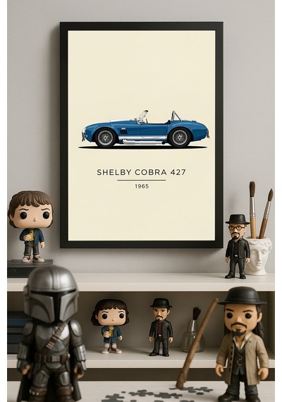 Ford Shelby Cobra 427 Siyah Ahşap Çerçeveli Poster, Dekoratif Araba Duvar Tablosu