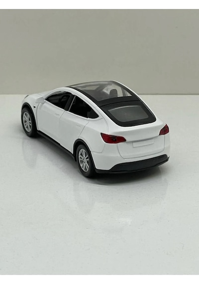 Tesla Model Y Koleksiyonluk Metal Sesli Işıklı Diest Car Oyuncak Model Araba 12 Cm - Beyaz