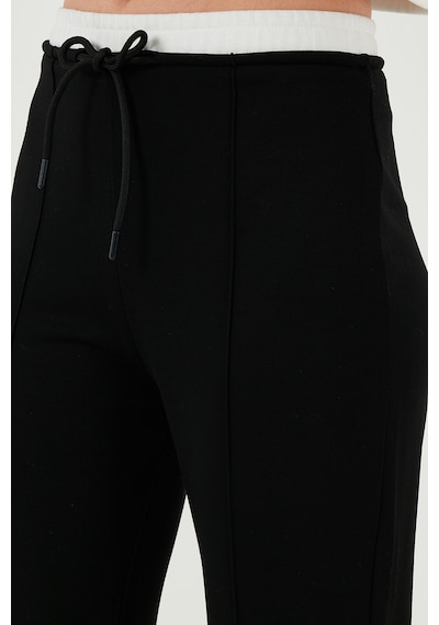 Lela Streç Slim Fit Yüksek Bel Geniş Paça Çimalı Bayan Eşofman Altı 5866078 Siyah