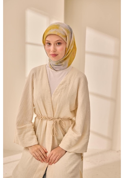 Silk Home Olinda İpek Eşarp 47004-07 Gri, Sarı, Yeşil, Koyu Yeşil, Yanık Sarı