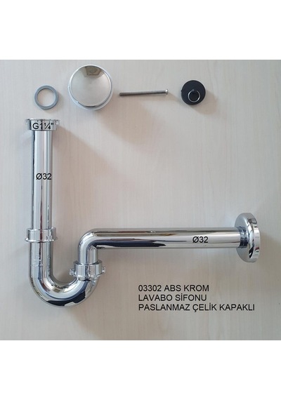 Adell Abs Krom Lavabo Sifonu Paslanmaz Çelik Kapaklı