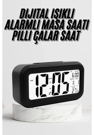 Mey İthalat Dijital Masa Saati Termometre Takvim Led Ekran Pilli Ev Ofis Masası Diğer