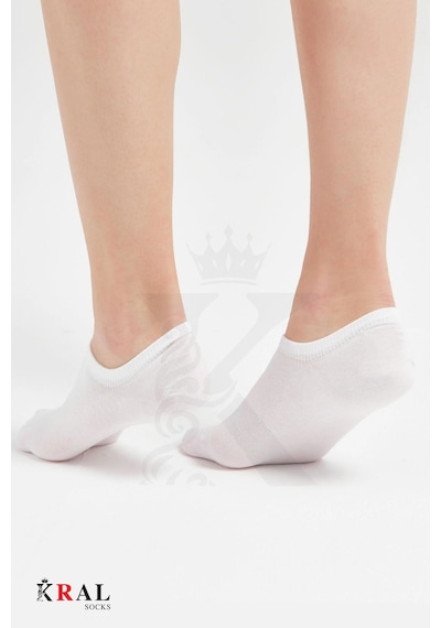 Kral Socks Kadın - Erkek 8 Li - 8 Çift Pamuklu Terletmez Yazlık Görünmez Çorap Seti Beyaz