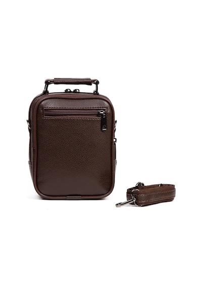 Newish Polo Erkek Deri Çelik Kasalı Kapaklı Omuz Ve El Çantası 17x22cm New188 - Kahverengi Kahverengi - Siyah